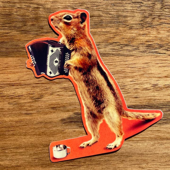 Sticker drôle d'écureuil accordéon pour la vente par Colossal Sanders