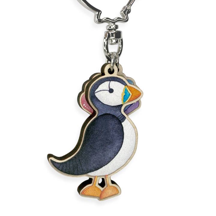 East Neuk Beach Crafts – wholesale Keychain – Unisex – Puffin Keyring - Wooden Laser Cut Keychain - Seaside Gifts1