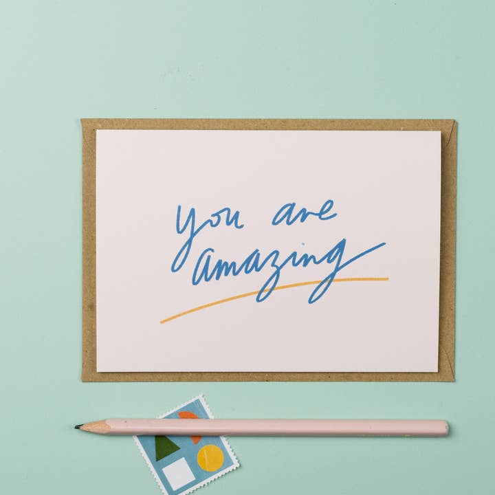 You are amazing card encouraging card thank you card for wholesale by Letterbox Lane