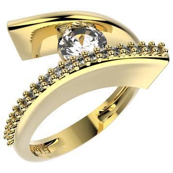 Anillo con circonita cúbica con acabado en oro amarillo de 18 quilates, joyería para mujer 13165 para venta al por mayor de Gio Fantato