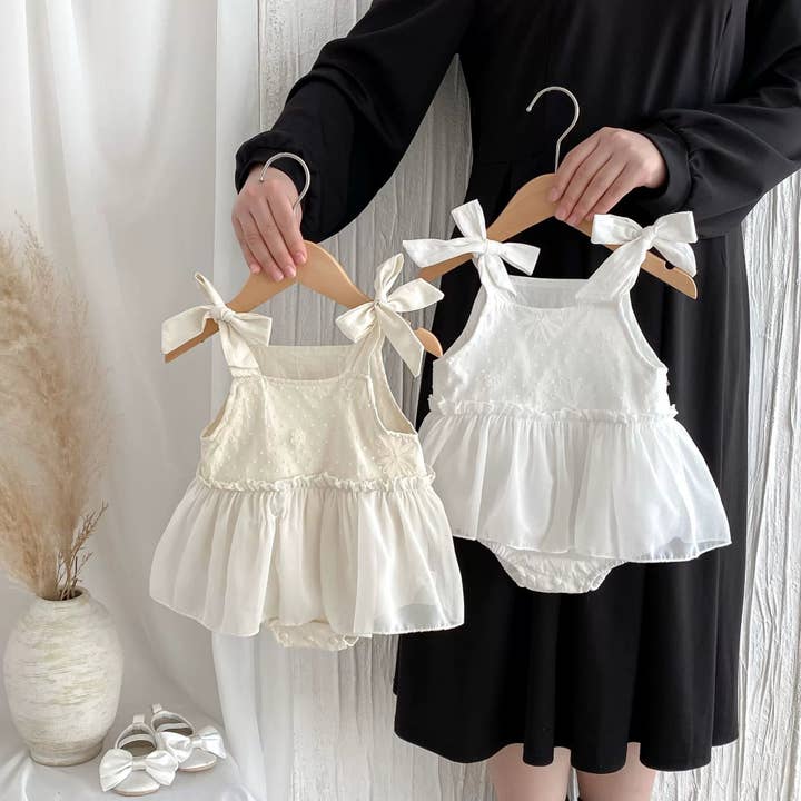 Wholesale Summer Arrival Baby Girls Solid Color Dots and Flowers