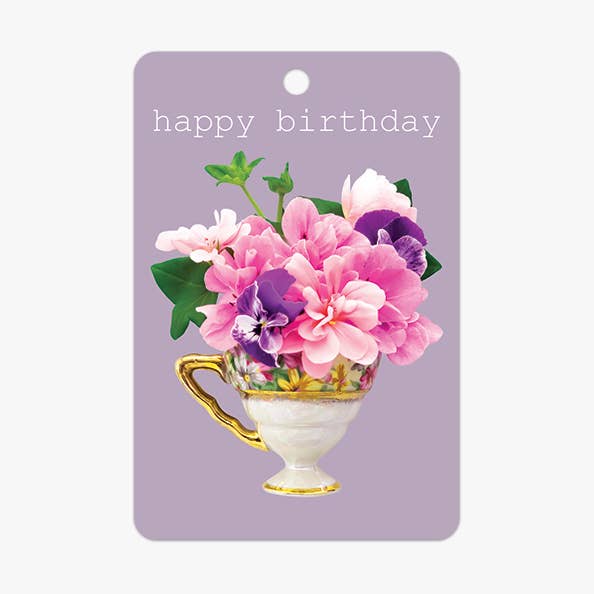 Teacup Bouquet – Floral Birthday Gift Tag for wholesale by petal & pins