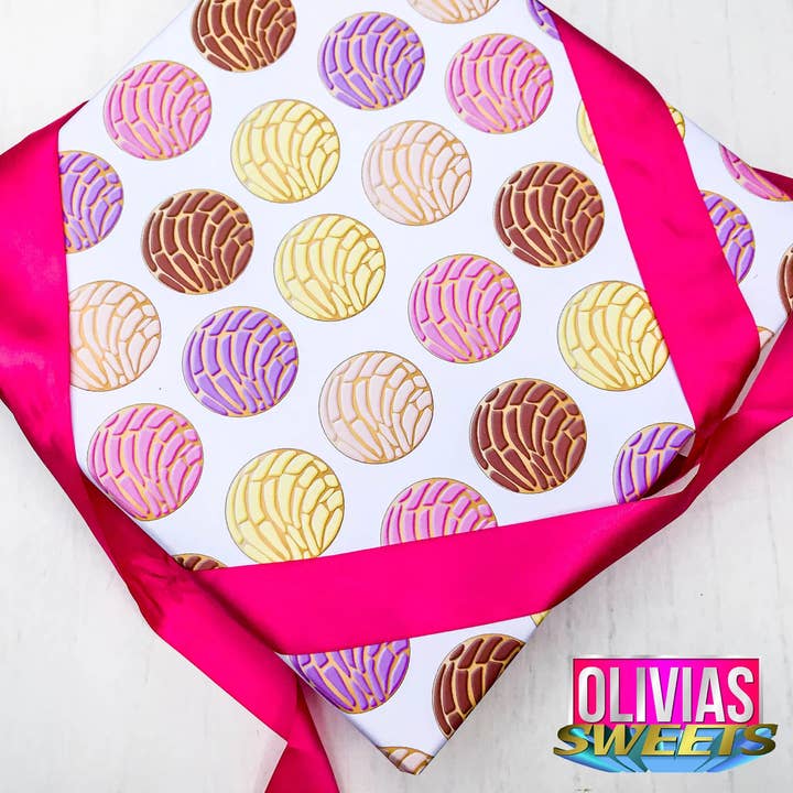Mexican Concha Pan Dulce Gift Wrap for wholesale by Olivias Paper