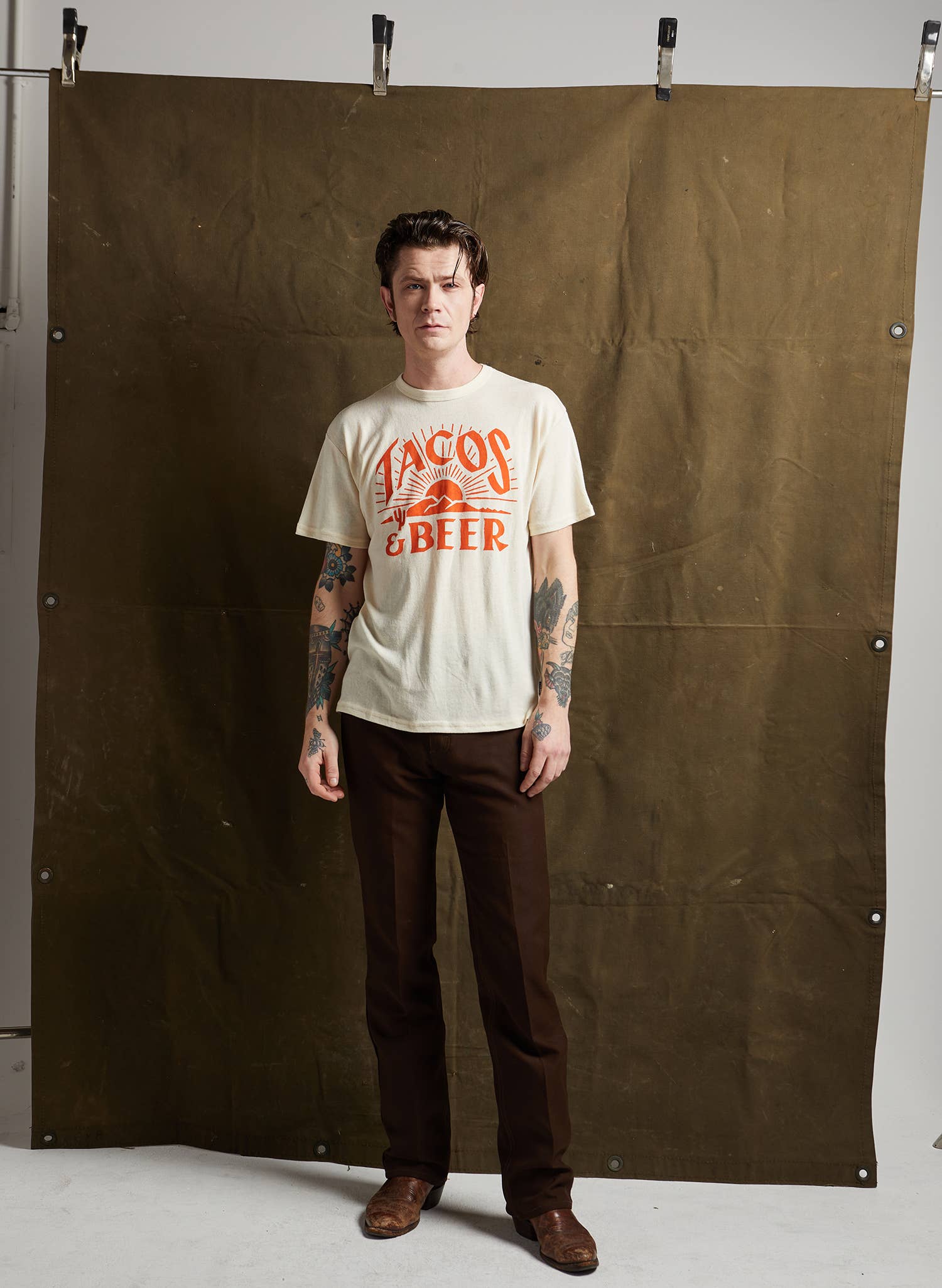 Pyknic - Wholesale Screen Printed T-Shirt - Unisex - Tacos & Beer Western Vintage Style Tee for Men & Women6