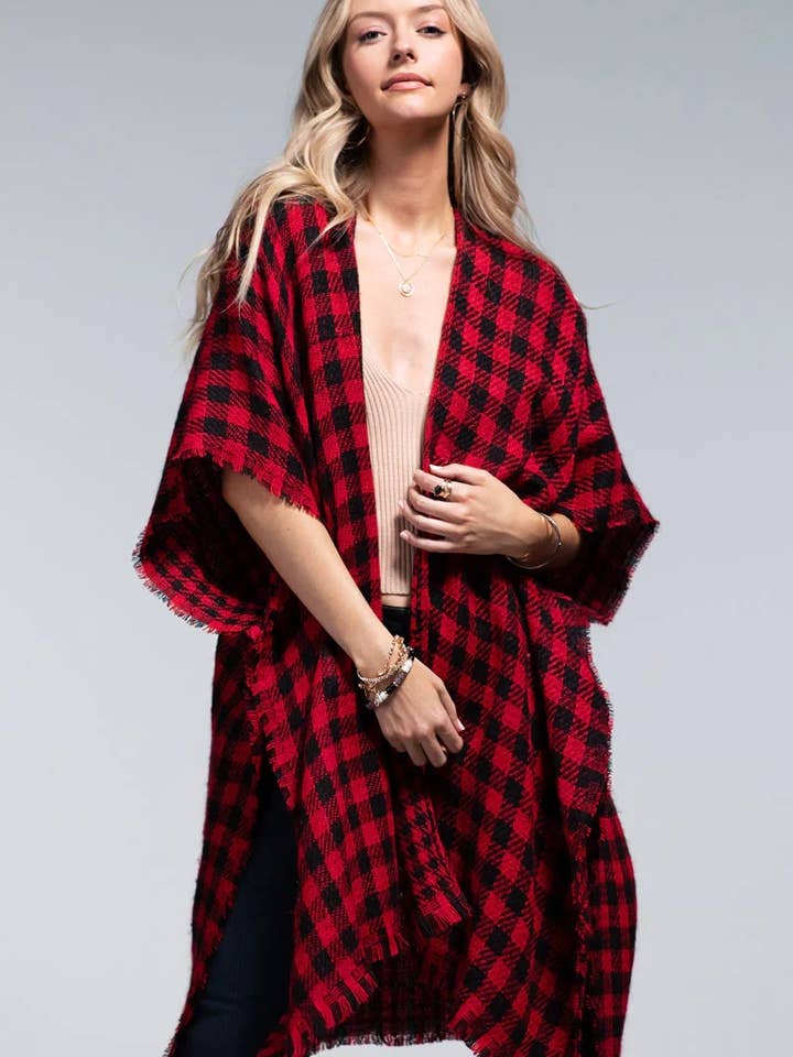 Reversible Buffalo Plaid Kimono for wholesale by Shop Neighbors