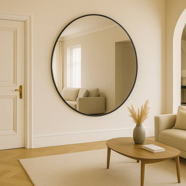 Rei - Extra Large Round Black Metal Circle Mirror - 150cm x 150cm for wholesale by Jobu Home