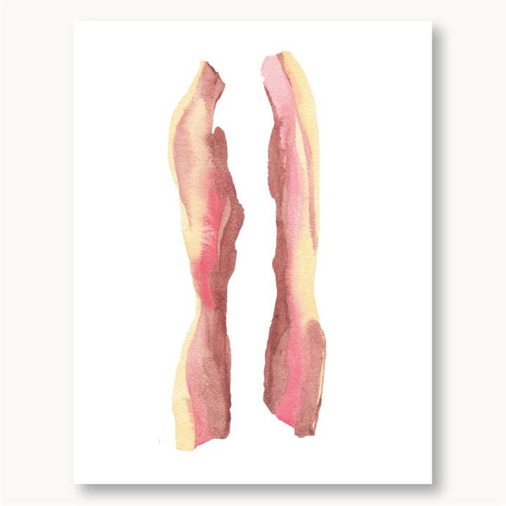Bacon Watercolor Greeting Card for wholesale by Sophie Tivona Paper