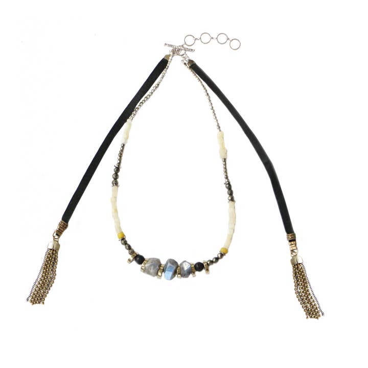 Colar JED Labradorite & Pirite com contas por atacado de Julie Bessette