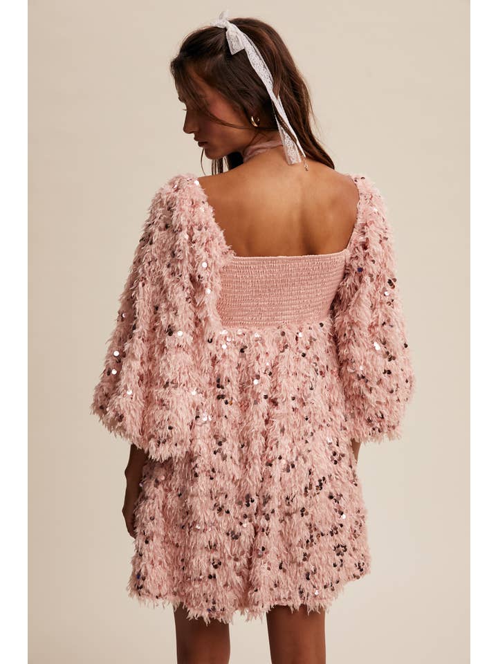 Listicle - Wholesale Dress - Women's - Sequin Fringe Mini Dress LD146820