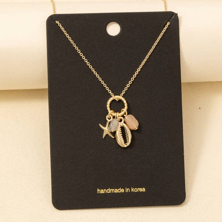 Stone And Sea Life Charms Pendant Necklace for wholesale by Anarchy Street
