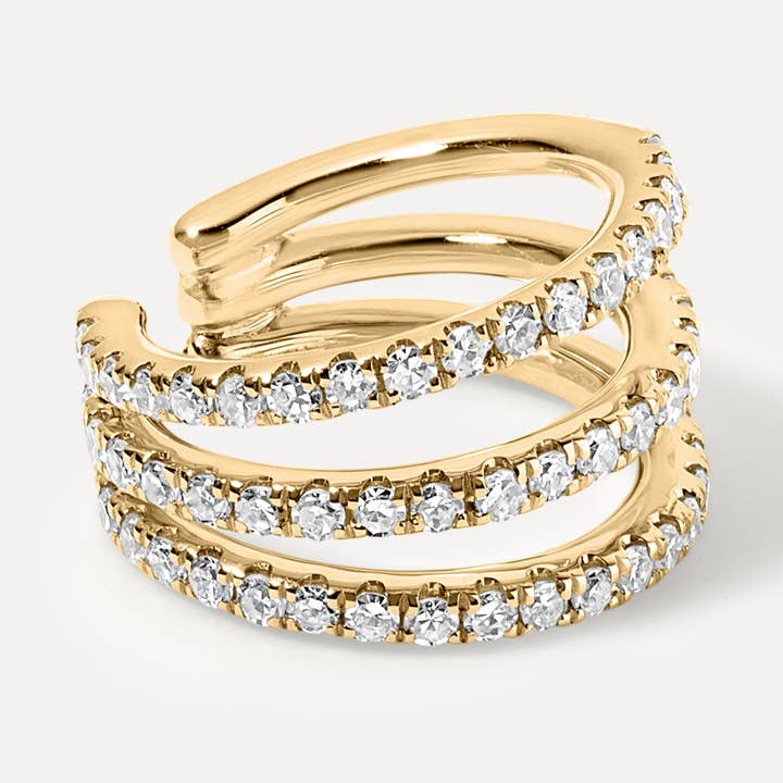 3-Row Split Diamond Ear Cuff for wholesale by Kelly Bello Design