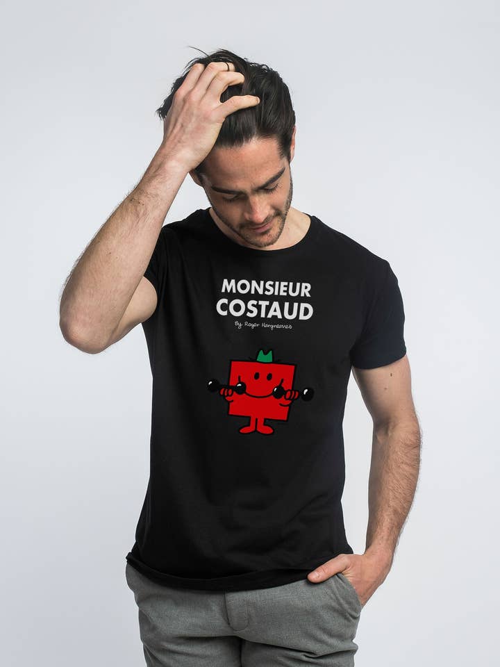 Men's Black T-Shirt Mr. Strong for wholesale by Le Roi du T-shirt