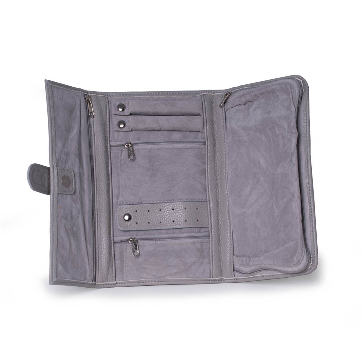 BeyBerk International - Wholesale Jewelry Box/Organizer - Hayley Jewelry Clutch - Gray2