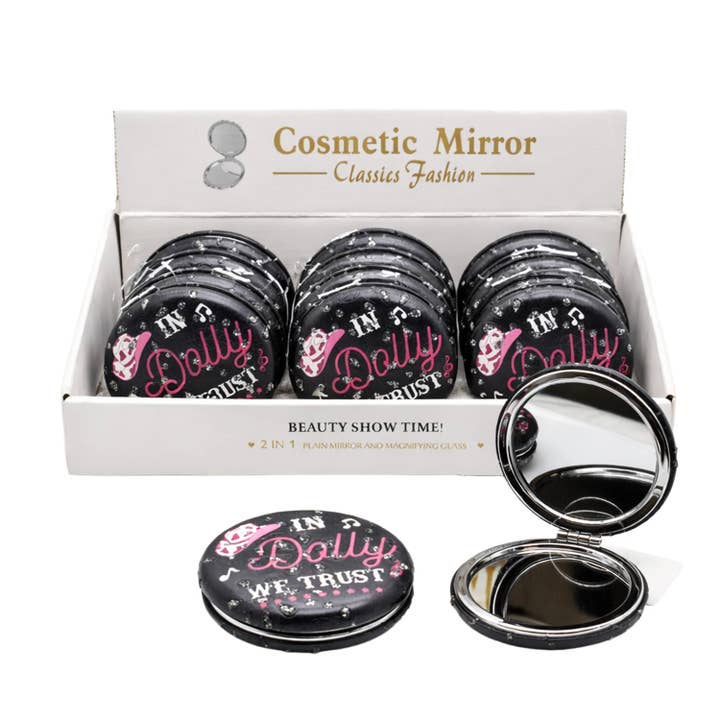 En Dolly confiamos - Espejo compacto - Expositor de 12 unidades para venta al por mayor de MID-SOUTH PRODUCTS