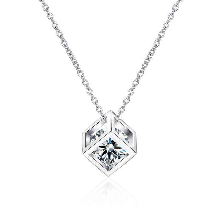 Perimade & Co. LLC - Wholesale Pendant/Charm Necklace - Magic Cube Moissanite Charm Necklace in 925 Sterling Silver