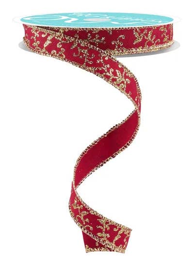 5/8" x 10yd Glitter Mini Leaf Vines- Wine/Gold-RGF139372 for wholesale by General Wholesale Inc