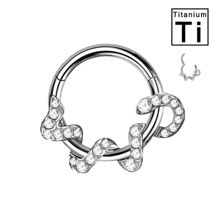 Titanium Clicker Circle Piercing with Braided Snake for wholesale by Awaken