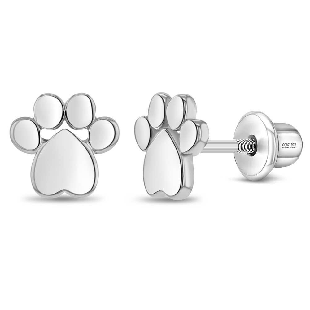 In Season Jewelry - Vente Boucles d'oreilles – enfant - Boucles d'oreilles My Furry Friend Dog Paw pour filles, argent sterling0