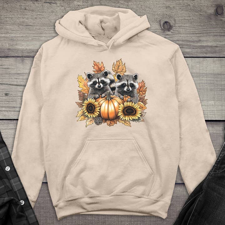 Sweat à capuche Raccoons d'automne pour la vente par Artopia