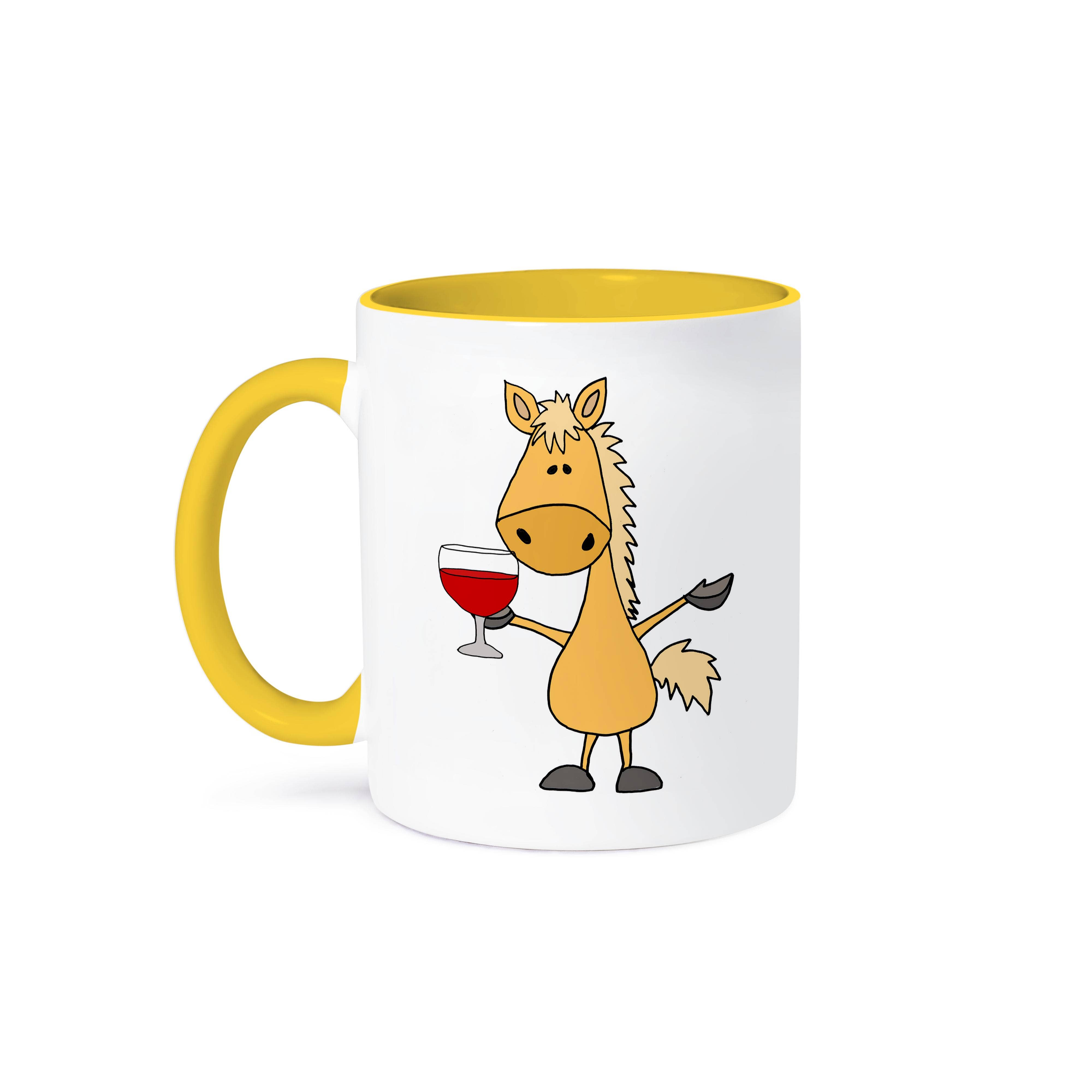3dRose - Wholesale Coffee Mug - 3dRose, Cool fun Palomino Horse Drinking Red Wine Art, Mug0