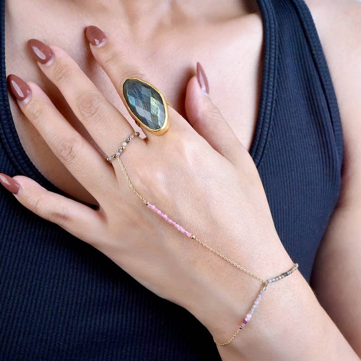 FELIX Z DESIGNS - Wholesale Cocktail/Statement Ring - 18K Gold Plated Over Brass Large Gemstone Ring (Adjustable).4