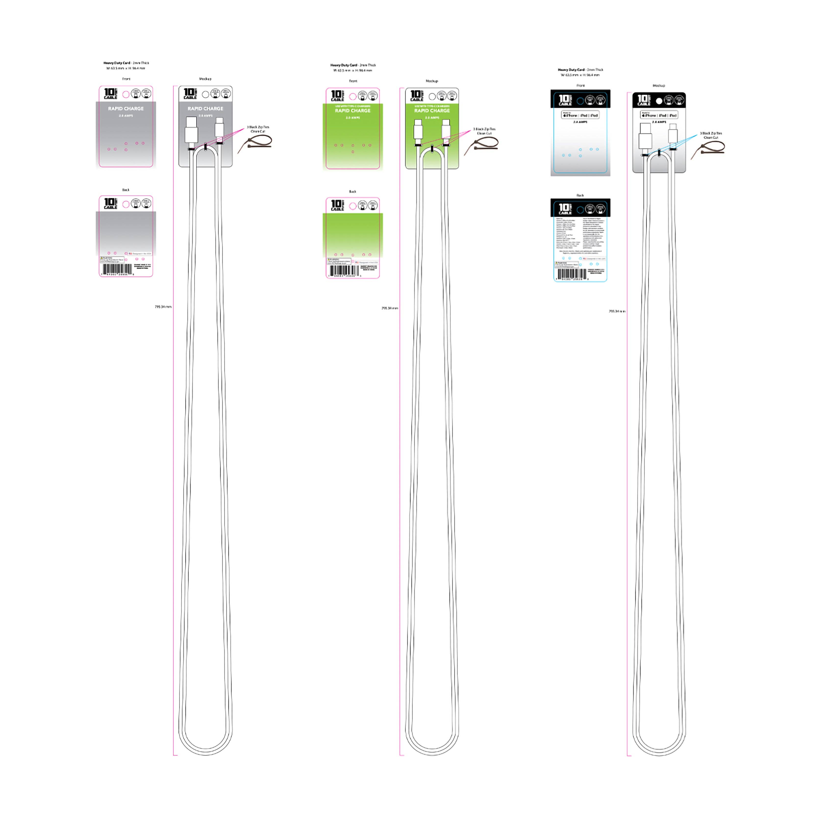 Novelty Brands - Wholesale Charging Cable - 10 ft Charging Cable Assortment Floor Display- 24/Display4