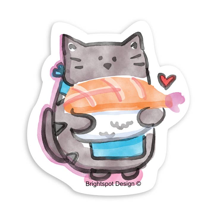 Cat Sashimi Sticker for wholesale by Brightspot Design