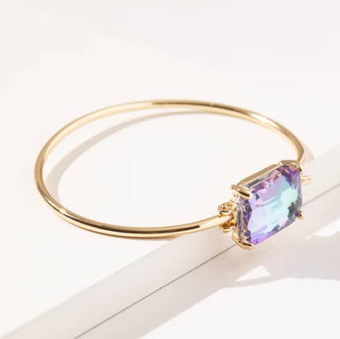 StarryNYC - Venta al por mayor Brazalete - Brazalete de metal rectangular con cristal de vidrio de alta calidad16