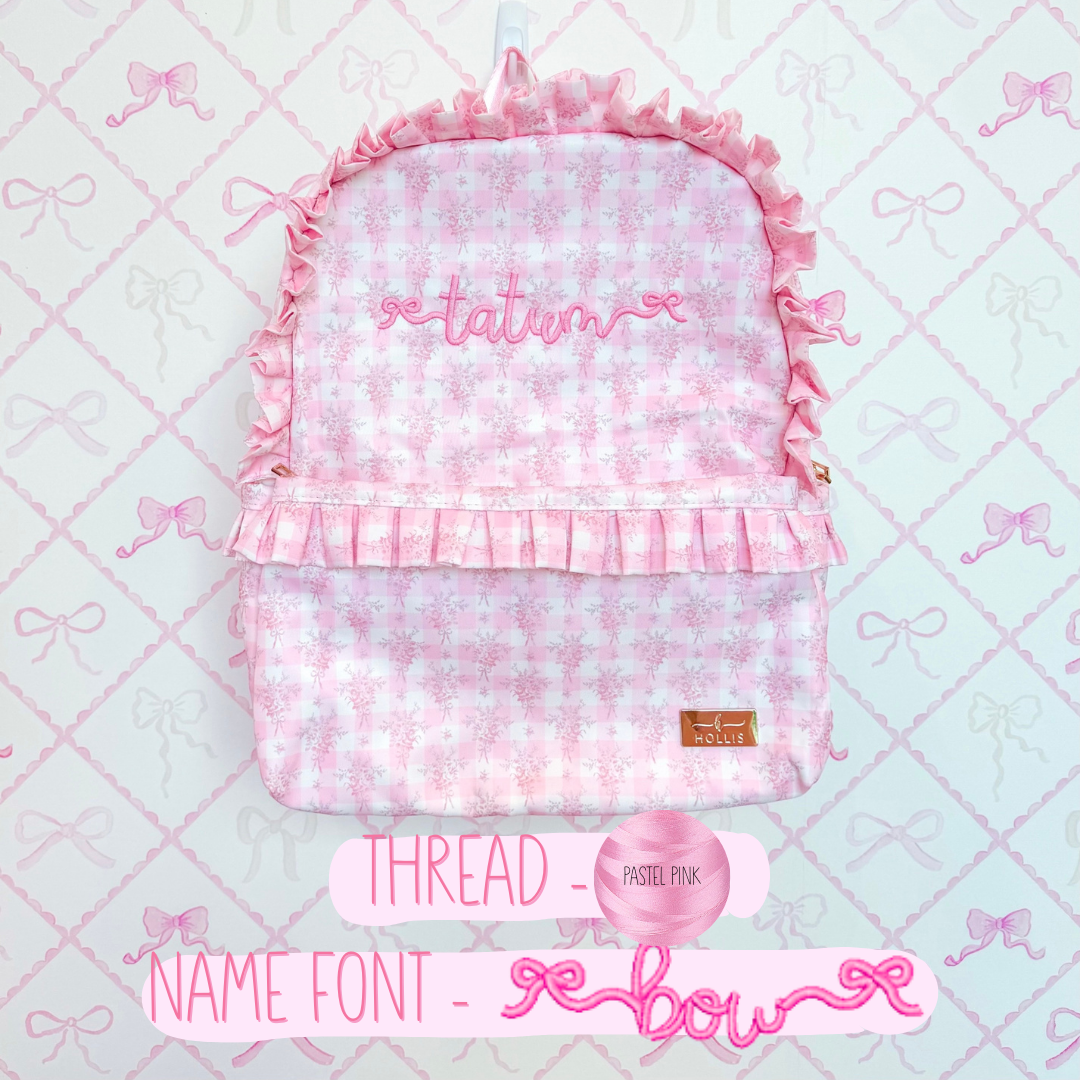 Nude Plaid Ruffled Nylon Backpack for wholesale on Faire8