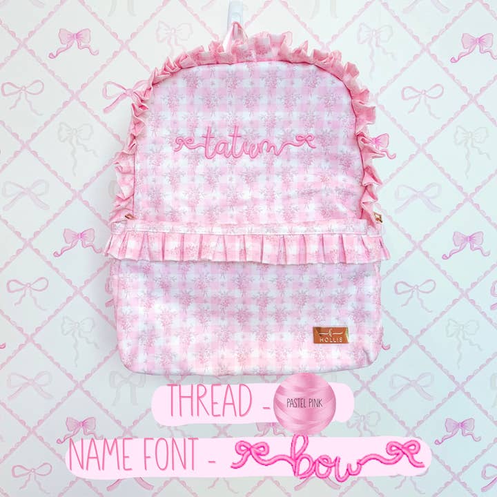 Nude Plaid Ruffled Nylon Backpack for wholesale on Faire8