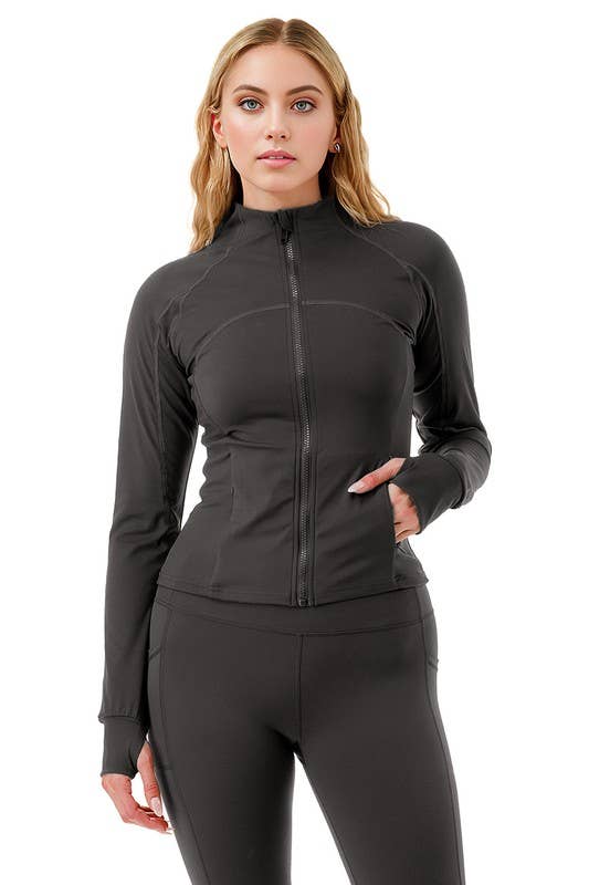 Color 5 – Casaco de desporto - Mulher por atacado – Casaco premium de cor sólida para atividade física com bolsos0