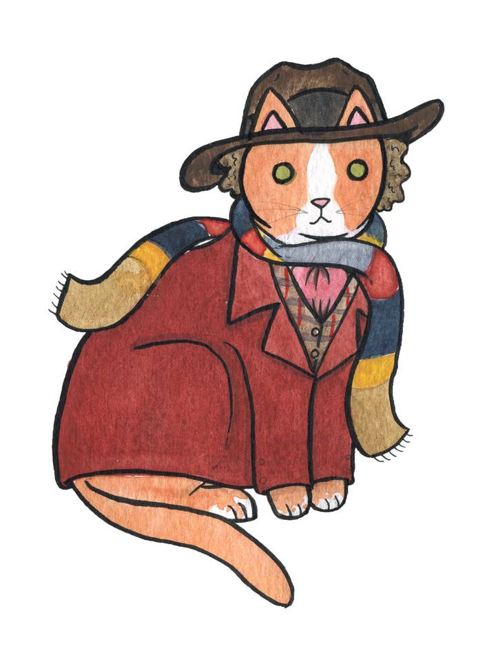 Dr. Who Cat Art Print for wholesale by Danielle V Designs