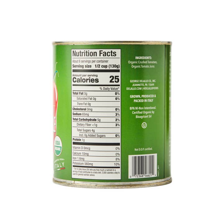 Delallo - Wholesale Pasta Sauce - Organic San Marzano Style Crushed Tomatoes (28 oz.)1