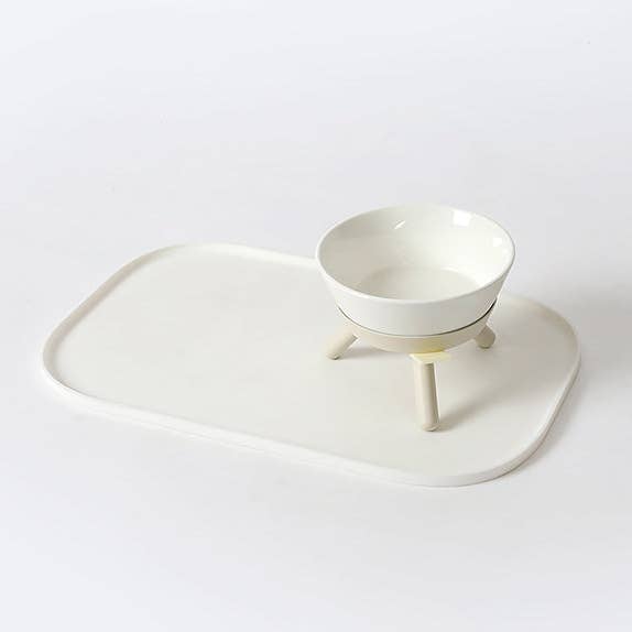 Pets So Good - Wholesale Pet Bowl - Cat/Dog - Oreo Elevated Pet Feeder Table . White . Short3