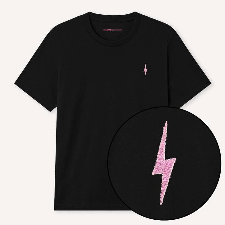 Lightning Embroidery Detail T-Shirt for wholesale by The Spark Company