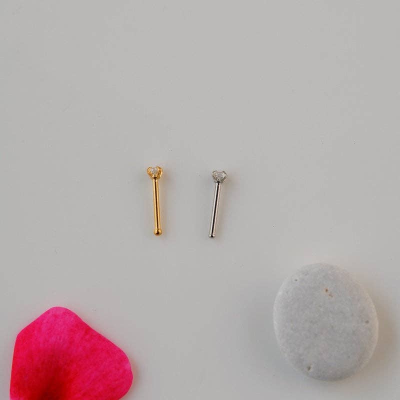 StockJWL - Vente Boucles d'oreille uniques - Clou de Nez Solitaire 2mm Fin Petit Clou de Nez Épingles de Nez Épingles de Nez en L Mince Petit Or Argent7