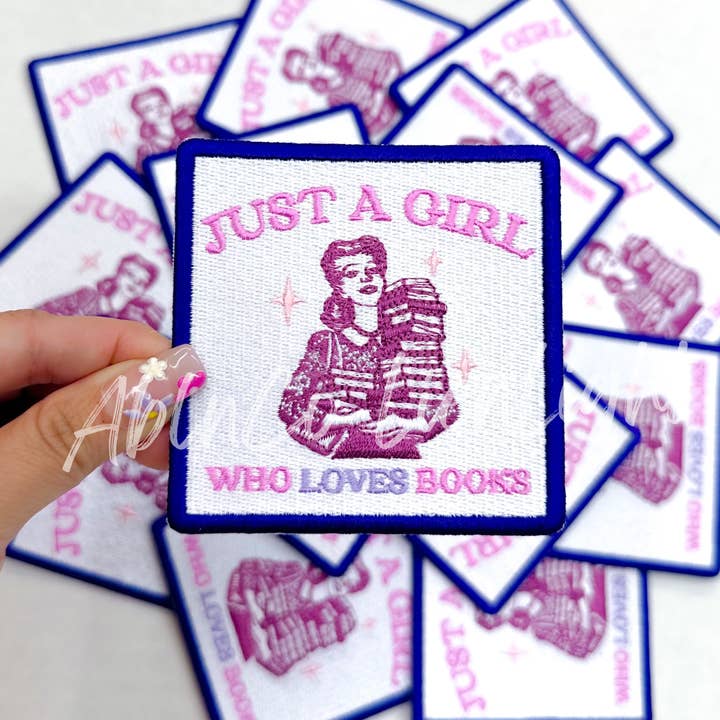 ABLNco - Wholesale Patch - 4” just a girl who loves books trucker hat iron on patch