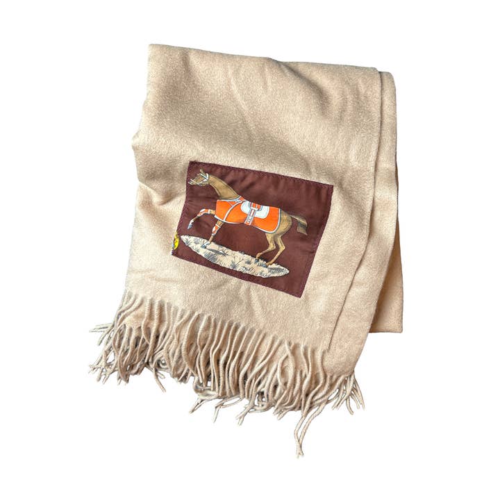 Hermes Couvertures Vintage Silk Scarf Cashmere Throw Blanket for wholesale by Vintage Luxe Up