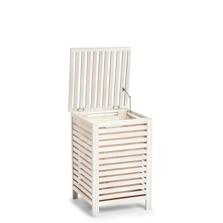 Laundry basket, walnut wood, natural white for wholesale on Faire1