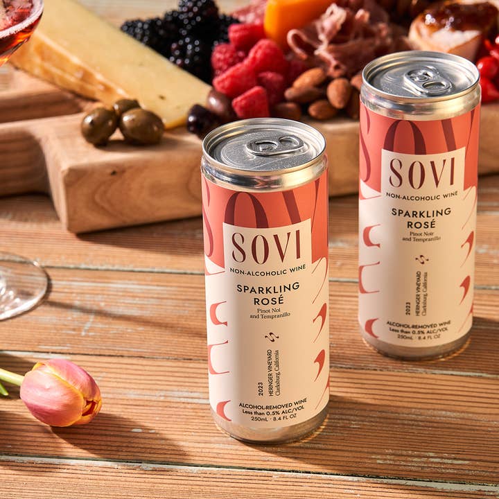 Sovi Wine Co. - Wholesale Non-Alcoholic Spirits/Wine/Beer - Sparkling Rosé - Non-Alcoholic Wine - Individual Cans