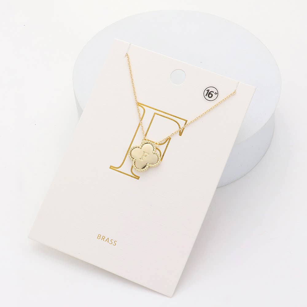 Sensibling Corp. - Wholesale Pendant/Charm Necklace - Quatrefoil Initial I Pendant Necklace
5