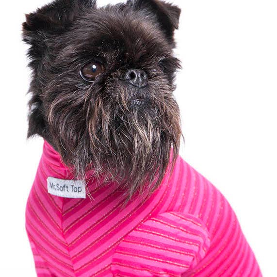 Hot Pink and Gold Striped Lycra Tee for wholesale by Mr. Soft Top