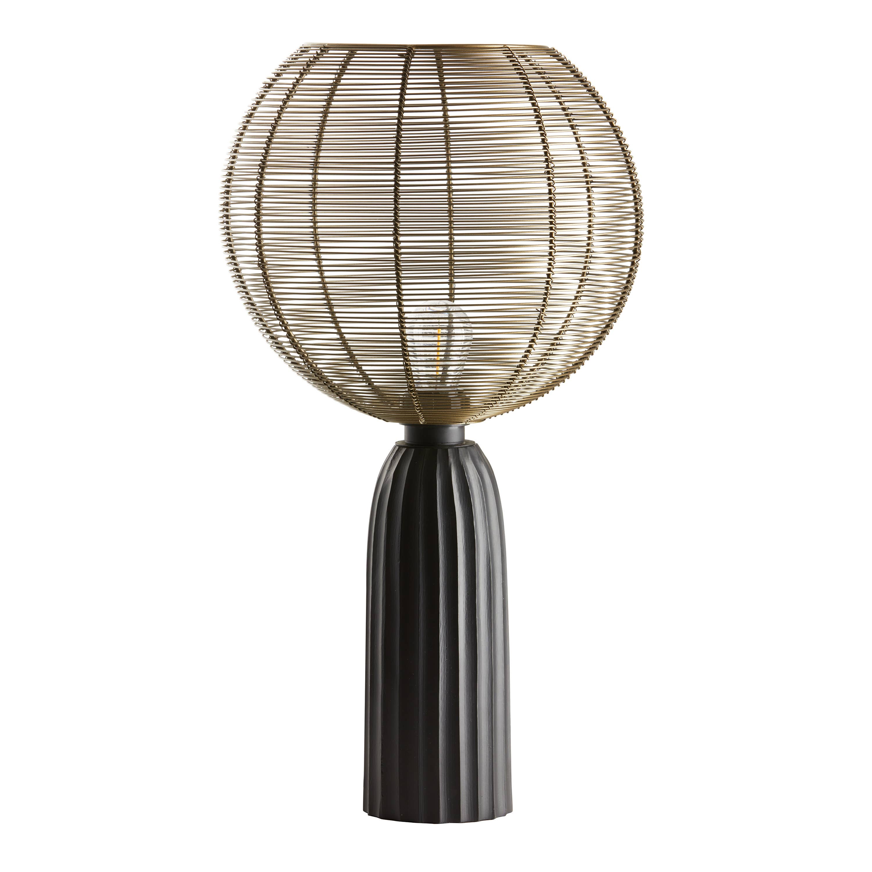River of Goods - Wholesale Accent/Desk Lamp - 18.5"H Woven Brass Tone Wire Globe Shade Pillar Table Lamp7