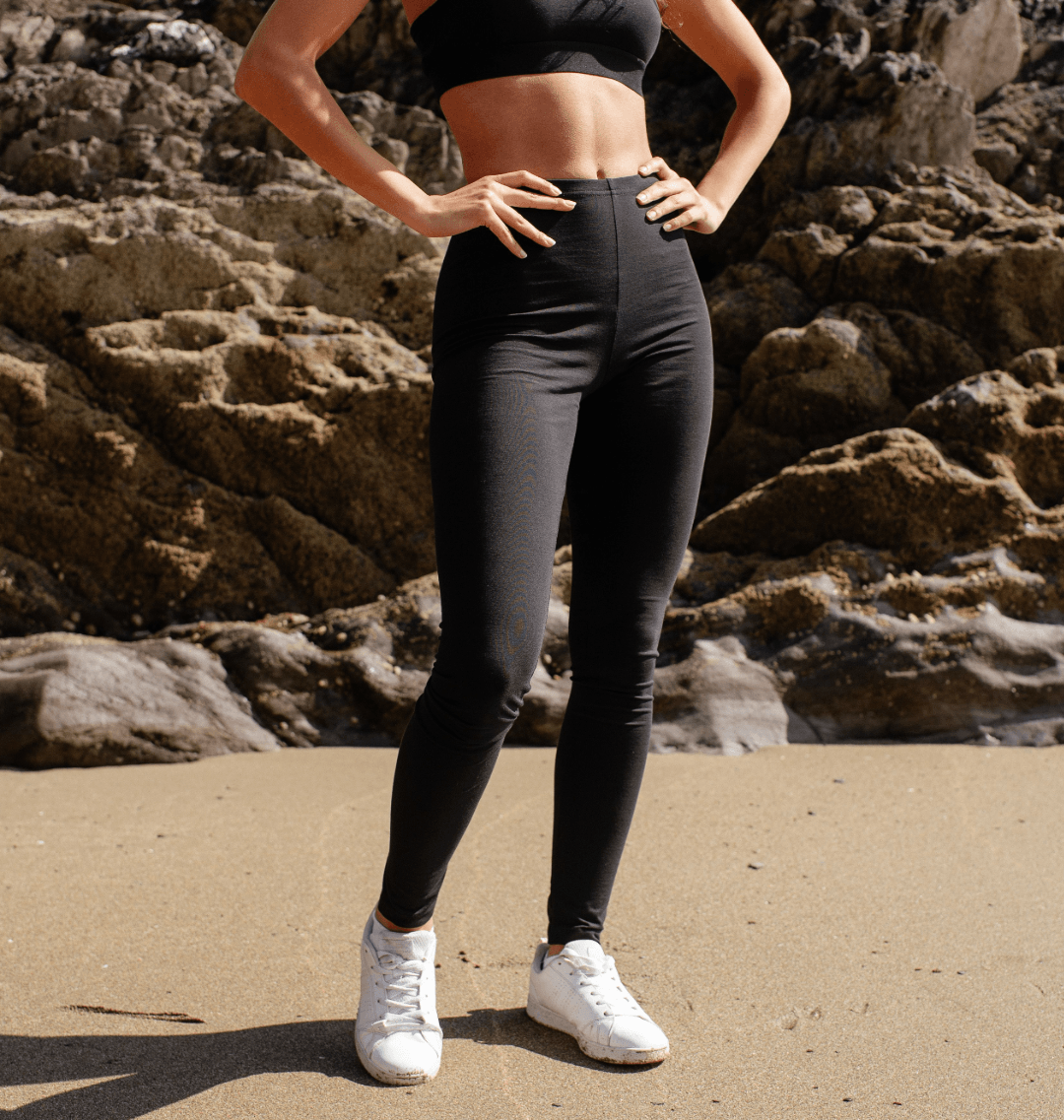 Black Plain Organic Cotton Leggings for wholesale on Faire2
