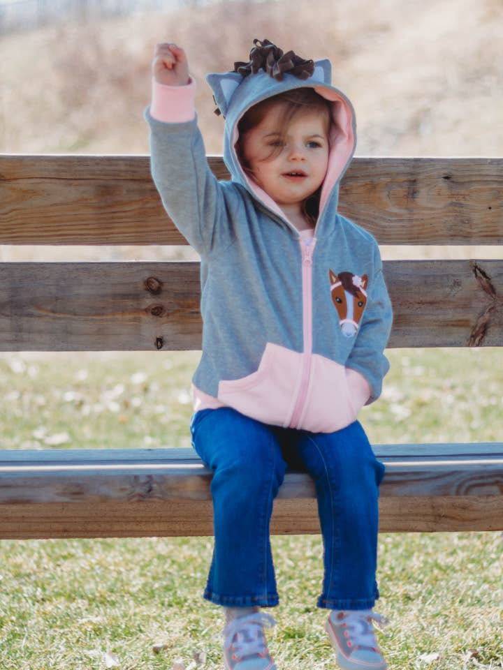 Pink Horse 3D Hoodie Toddler and Kids Western for wholesale by Doodle Pants