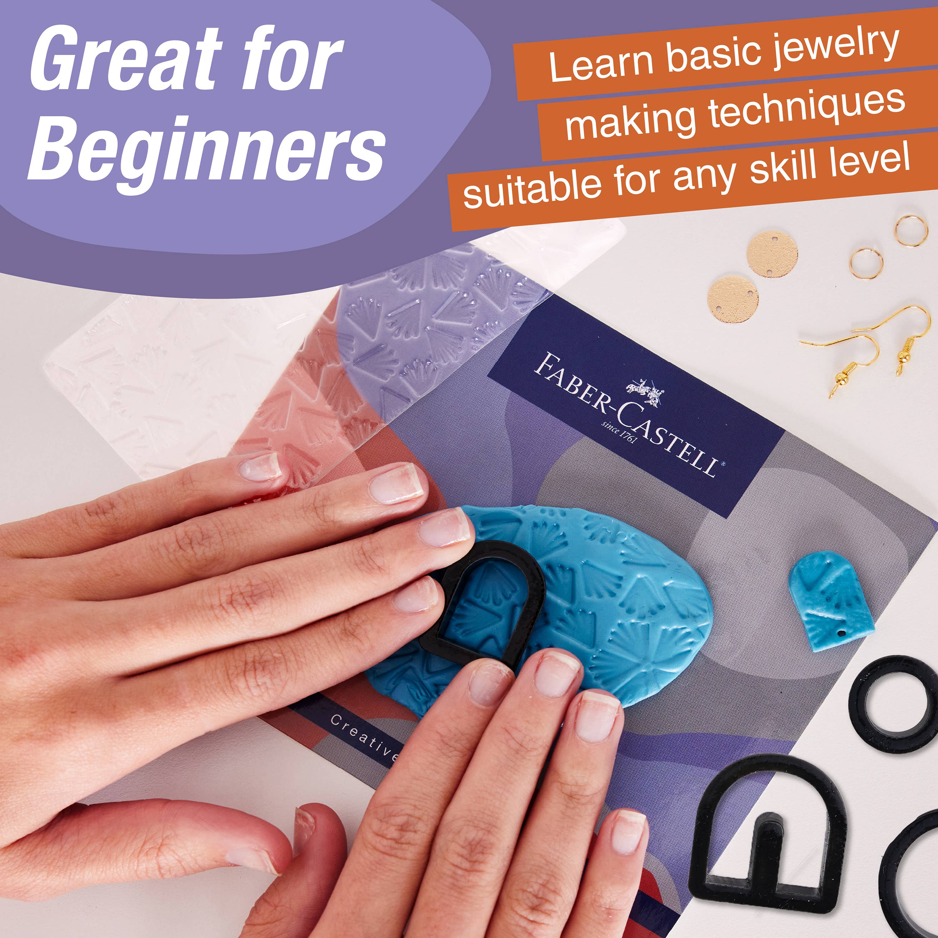 Faber-Castell / Creativity for Kids - Wholesale DIY Craft Kit - Texture Clay Earrings - Adult Craft Kit Makes 3 Pairs4