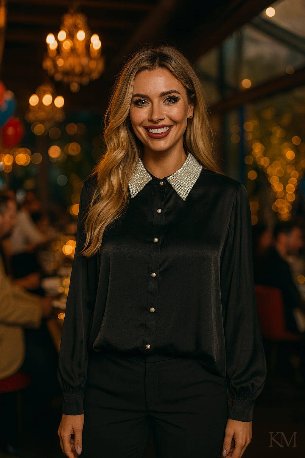 White Pearl Collar Lux Button Shirt for wholesale on Faire1