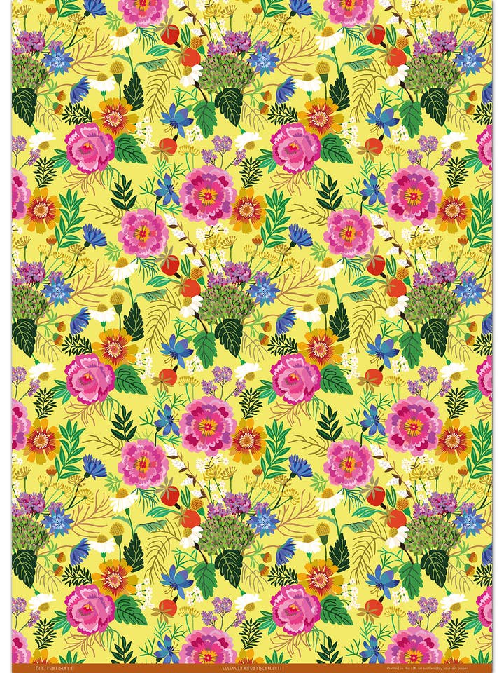 Fleurs Gift Wrap for wholesale by Brie Harrison Ltd