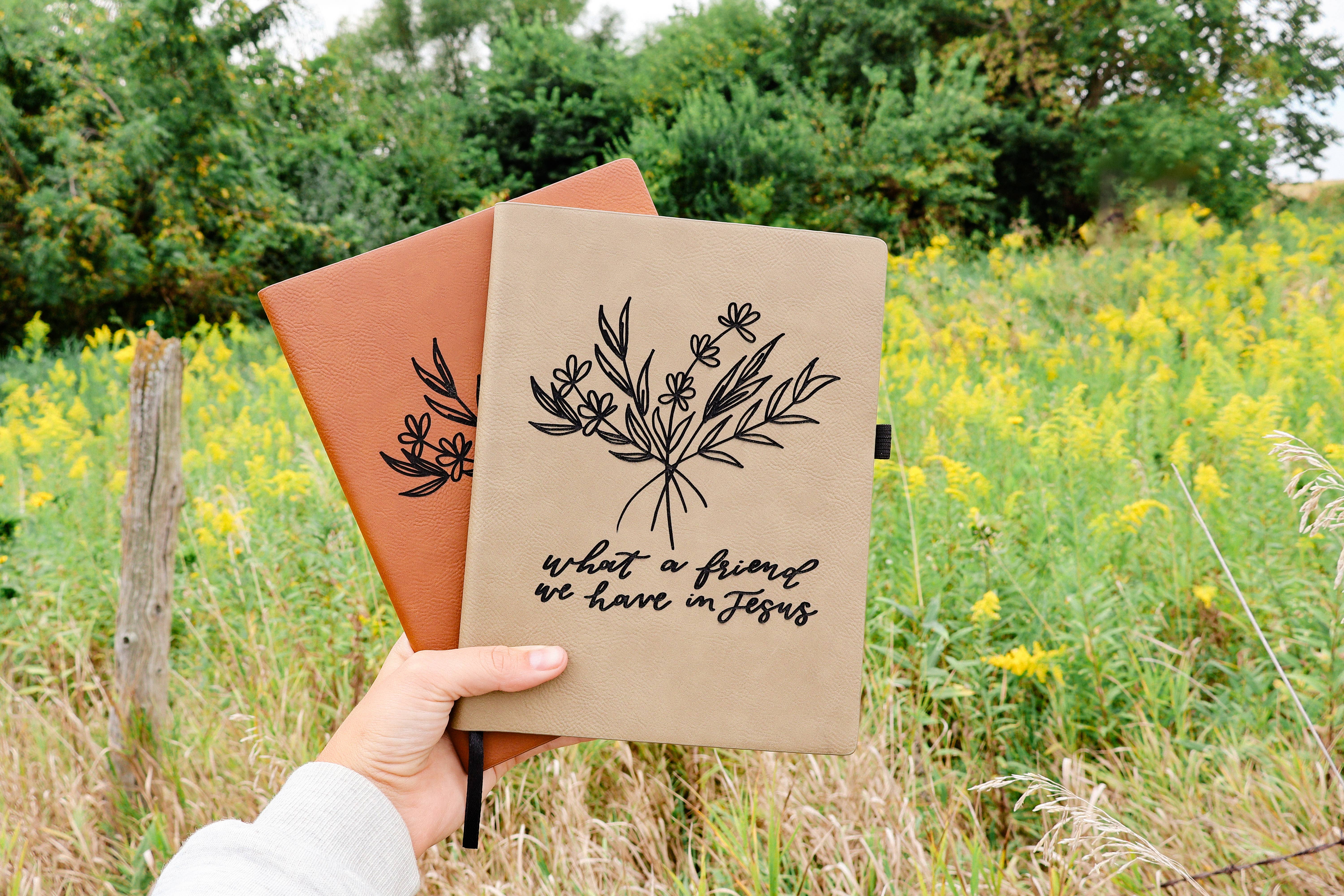 Written by Maria - Wholesale Journal/Diary - 'What a friend we have in Jesus' floral leather journal notebook4