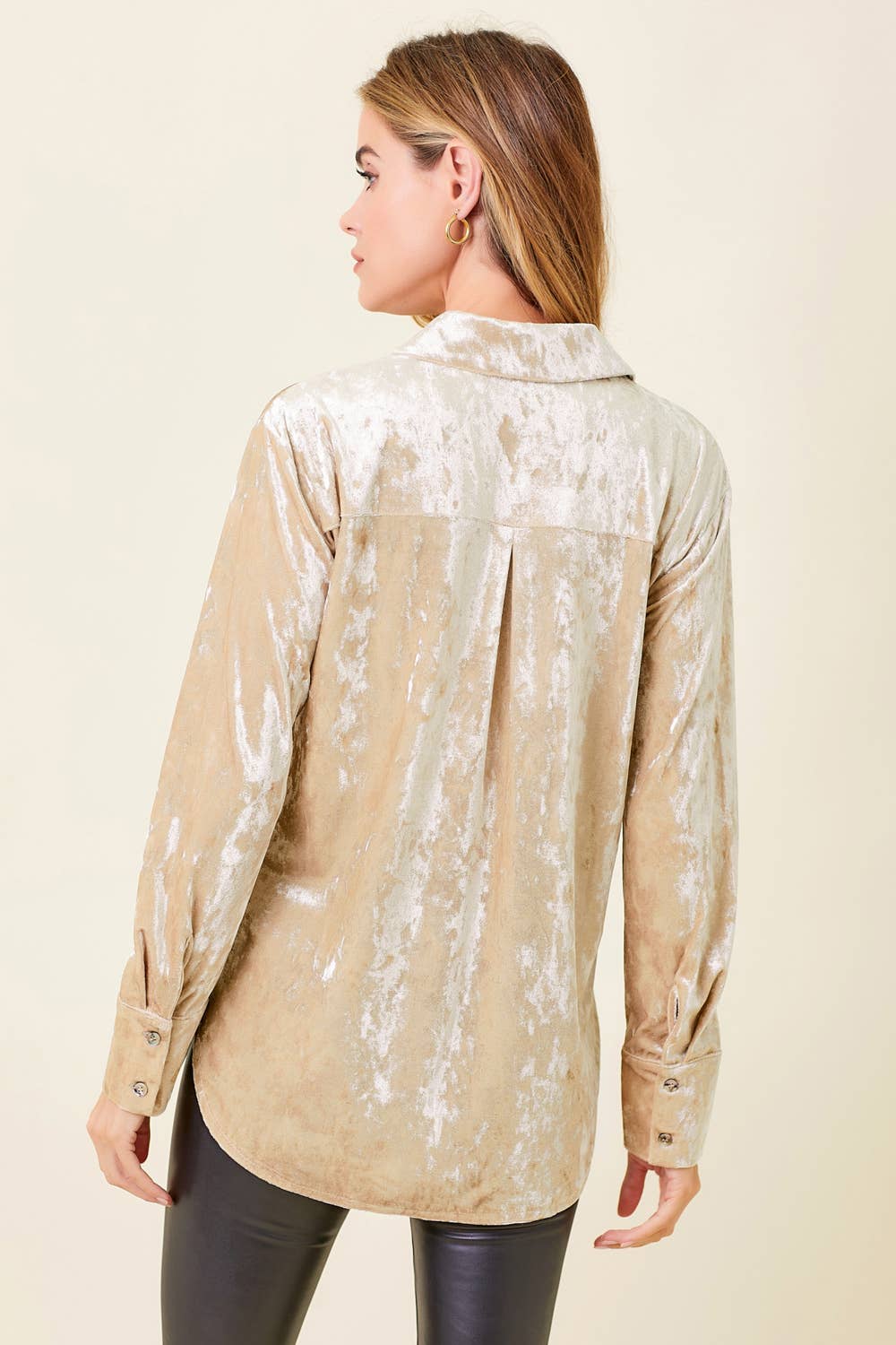 Mystree - Vente Chemise à col boutonné – femme - Chemise boutonnée en velours 6032311